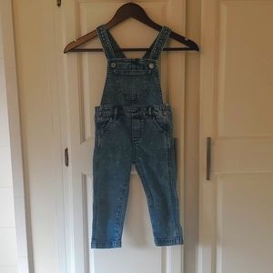Girls Denim Overalls with faded heart print